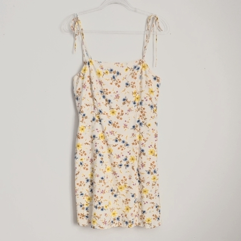 Floral Print Linen Blend Cami Dress Size Large